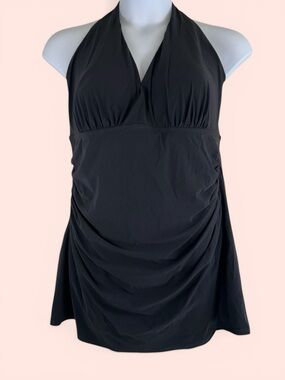 L.L. Bean Women’s 20W Black Halter Swim Dress